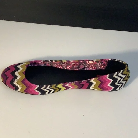 Missoni For Target Purple Green Sweater Knit Zig Zag Chevron Ballet Flats Sz 9.5 - Picture 3 of 12